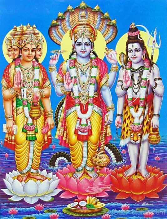 Brahma Bhagwan Ki Photo with Shiva and Vishnu Ji Brahma Bhagwan Ki Photo with Shiva and Vishnu Ji